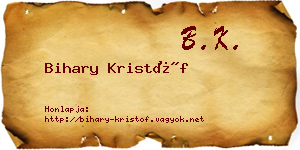 Bihary Kristóf névjegykártya